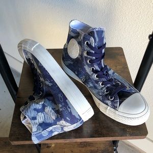 Blue Patterned Converse High Tops